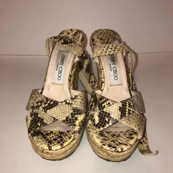 Jimmy choo snakeskin leather wedge shoes size 37 - Picture 2 of 6